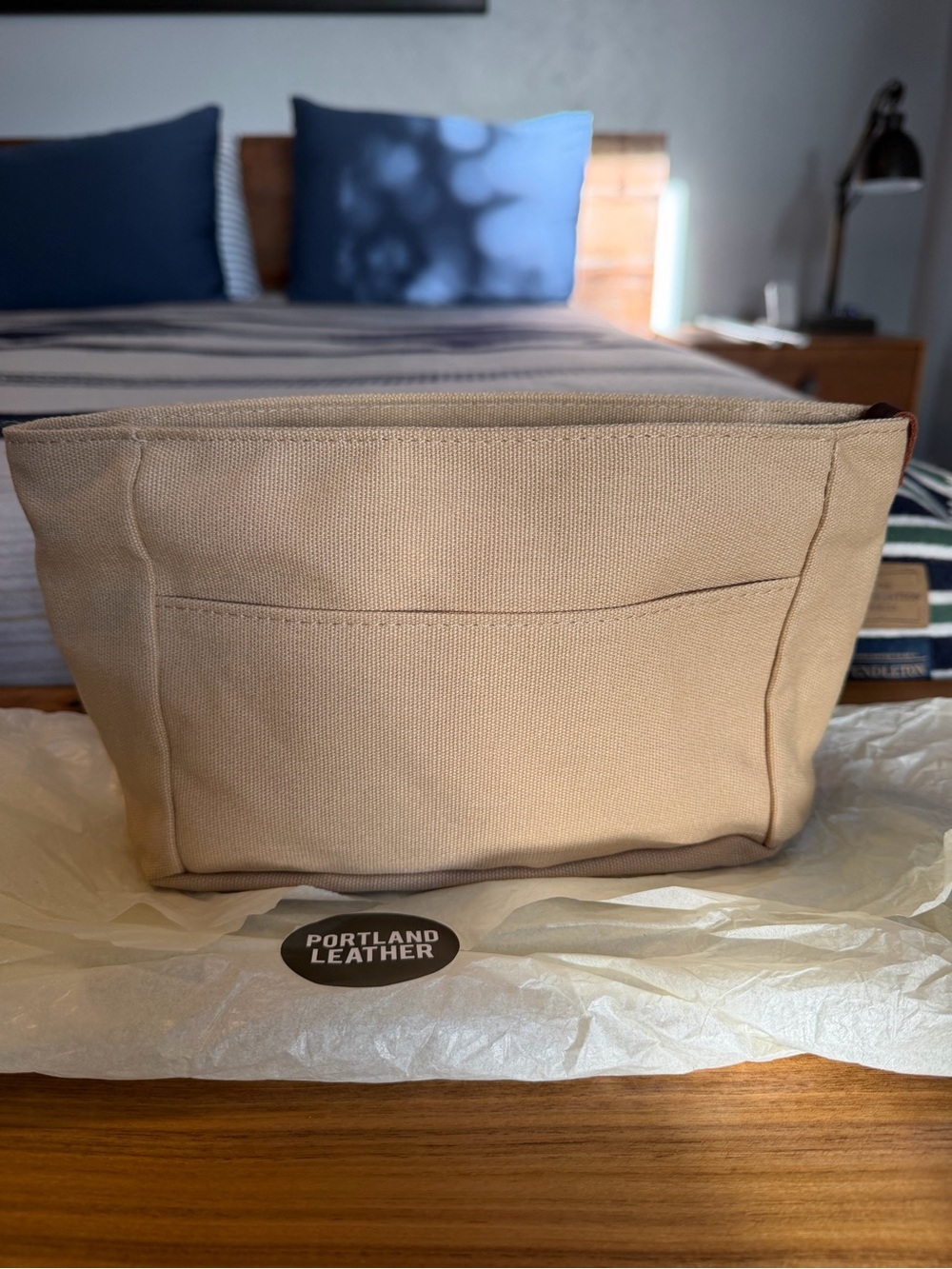 Portland Leather: Canvas Purse Organizer Small w/ Zipper - Sesame BNNU - Picture 2 of 6